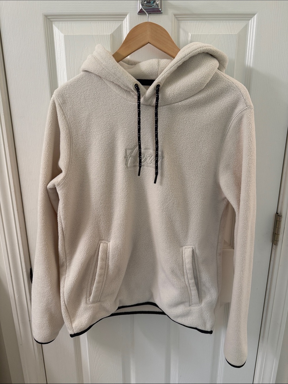 Aeropostale Cream Fleece Hoodie with Black Trim